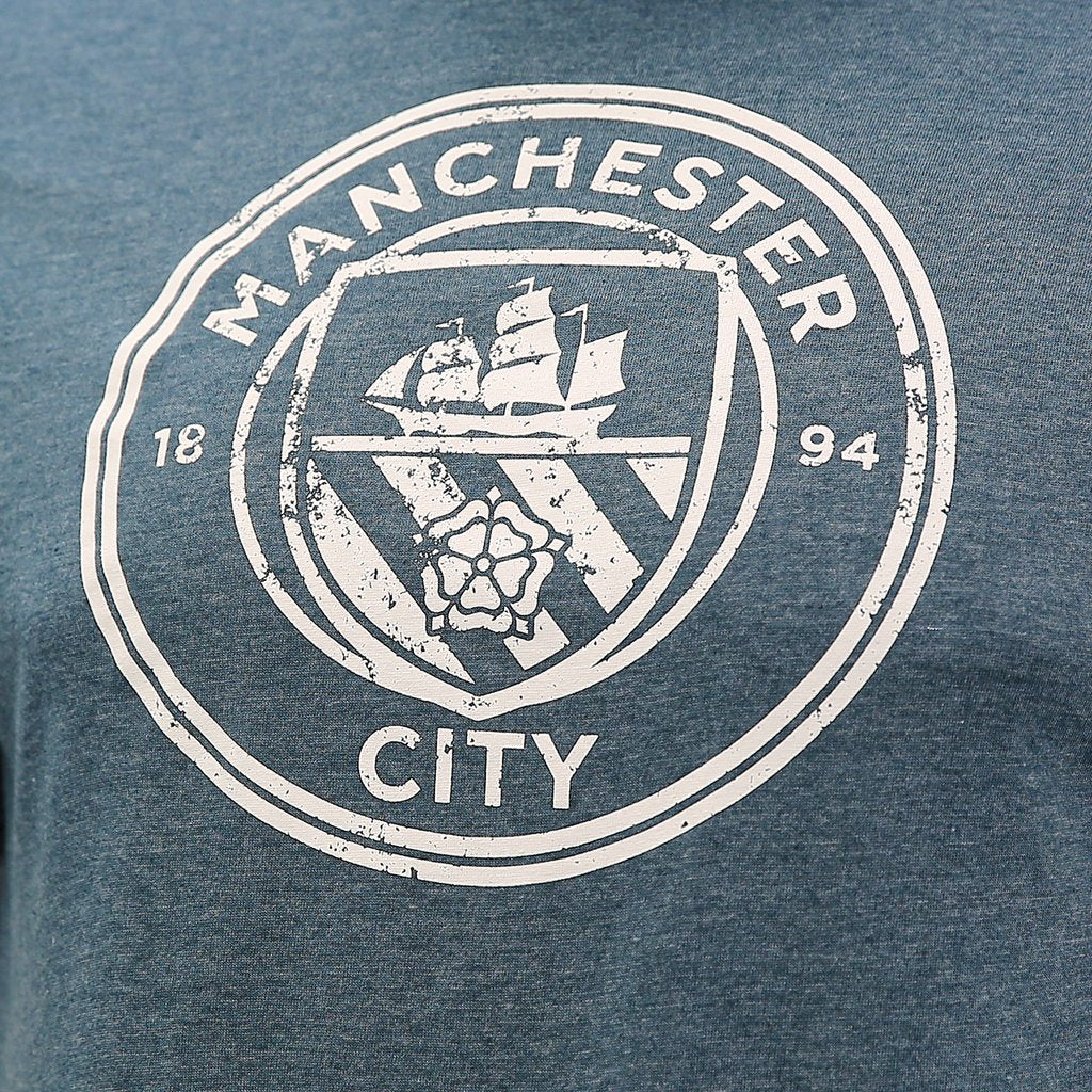 Manchester City 1894 Distressed Logo T-Shirt - Blue