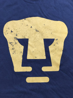 Pumas UNAM Distressed Logo T-Shirt - Navy Blue