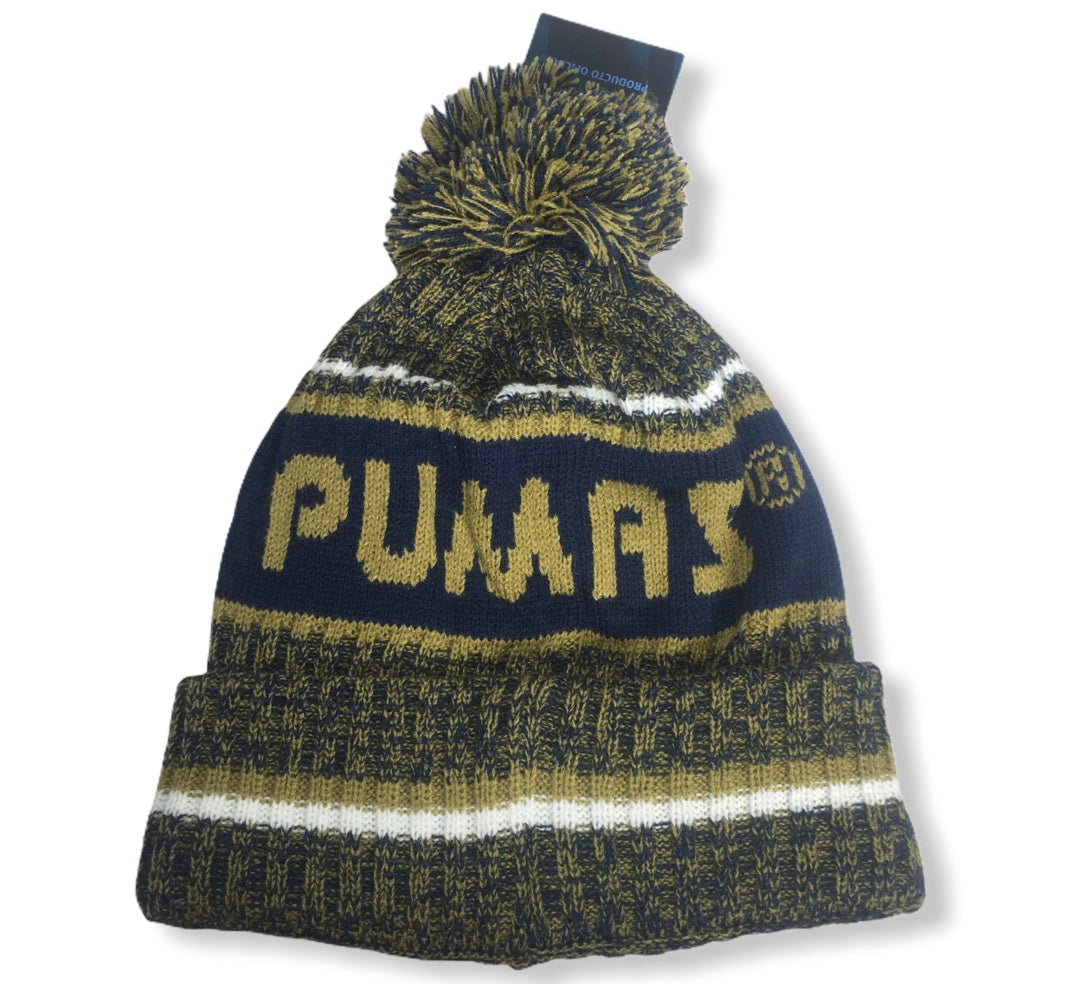 Pumas UNAM 2024 Knit Winter Pom Beanie - Blue/Gold