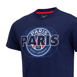 PSG Paris Saint Germain Men's Team Logo Crest T-Shirt - Blue