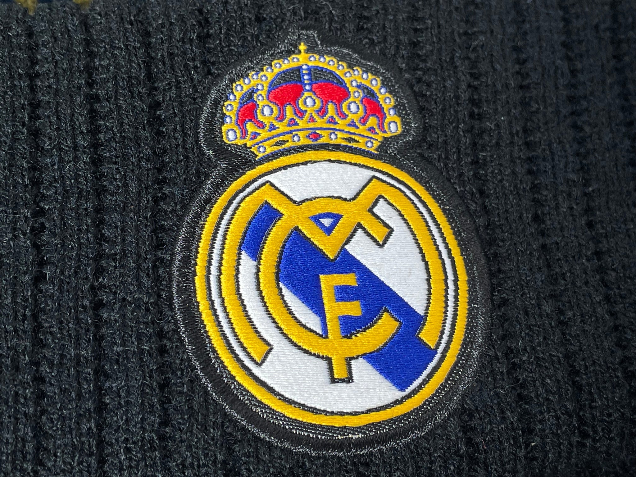 Real Madrid 2024 Knit Winter Pom Beanie Hat - Blue/Gold