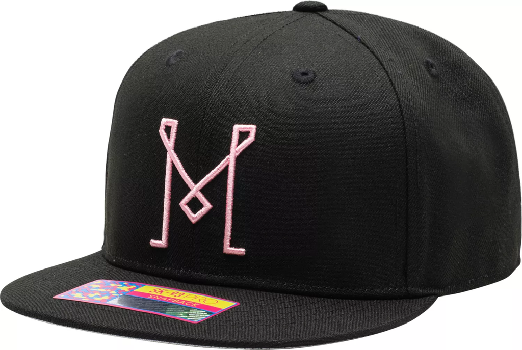 Inter Miami Dawn Black Fan Ink Snapback Adjustable Hat Cap MLS Soccer Messi