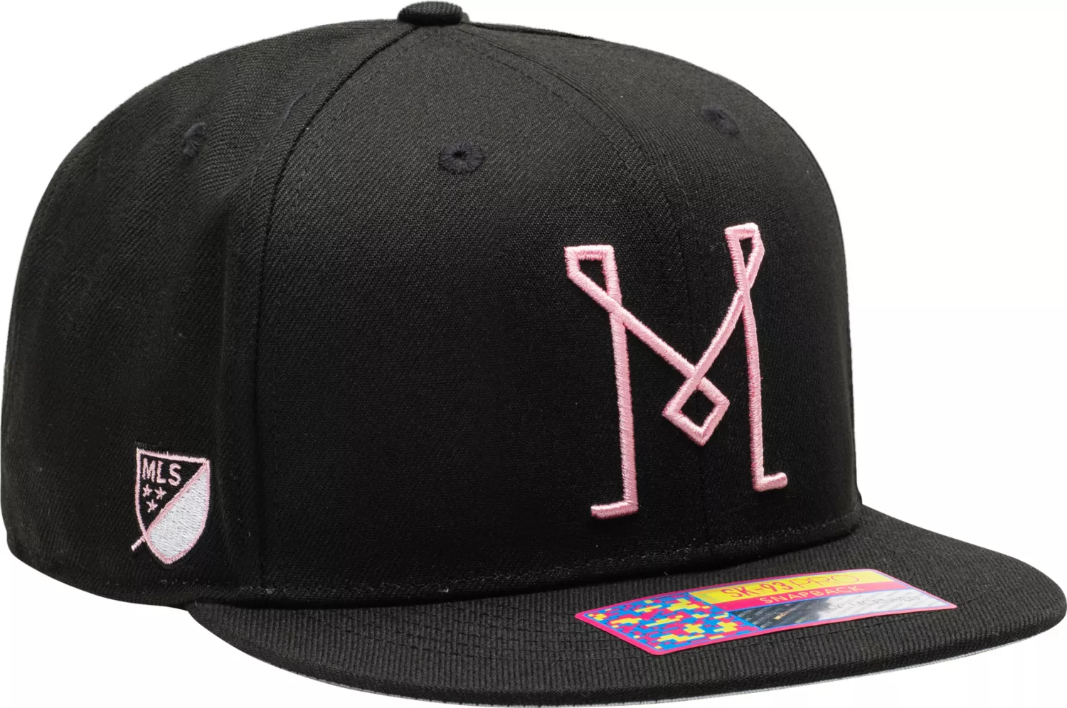 Inter Miami Dawn Black Fan Ink Snapback Adjustable Hat Cap MLS Soccer Messi