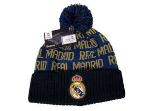 Real Madrid 2024 Winter Pom Beanie Hat Blue Gold Spain Soccer