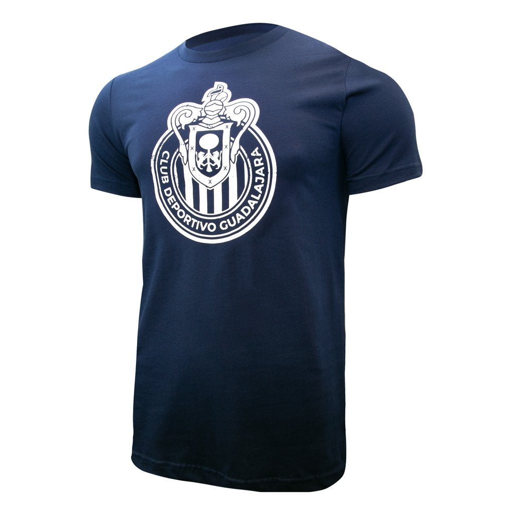 Chivas de Guadalajara Distressed Logo T Shirt Club Deportivo Tee Navy Blue Soccer Mexico Futbol FMF
