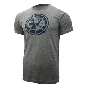 Club America 2021 Distressed Logo T-Shirt Cotton Tee Heather Gray Mexico Soccer Futbol Camiseta
