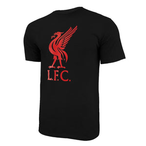 Liverpool FC Black Red T-Shirt Cotton Tee England Logo Liverbird EPL Football Anfield