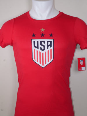 USA SOCCER USWNT Women's World Cup 4 Star Celebration Tee Shirt - Red