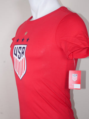 USA SOCCER USWNT Women's World Cup 4 Star Celebration Tee Shirt - Red
