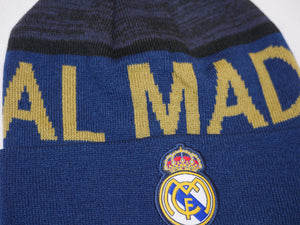 Real Madrid 2023 Knit Winter Pom Beanie Hat - Blue/Gold