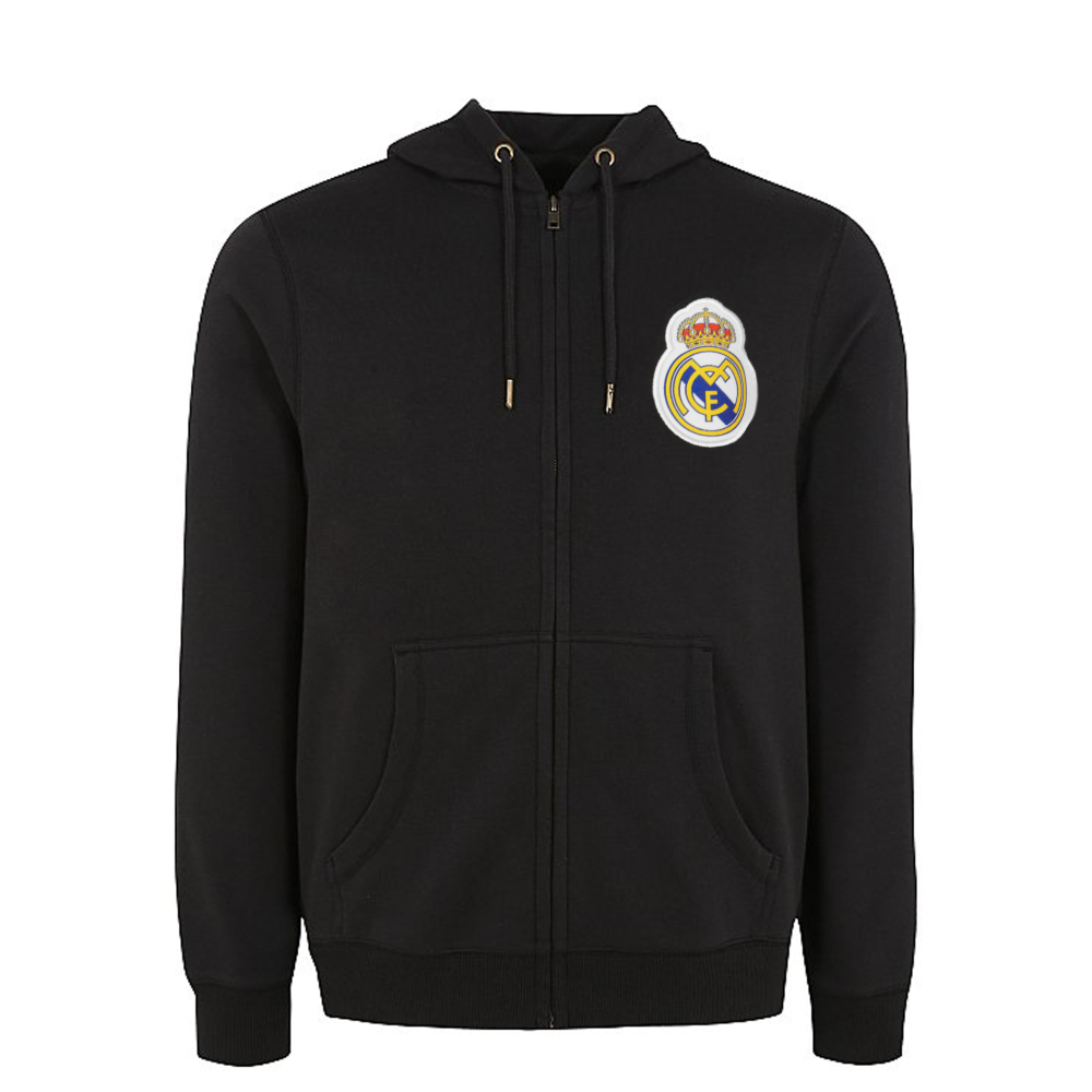 Real Madrid 2024 Men's Black Full Zip Hoodie Sweatshirt