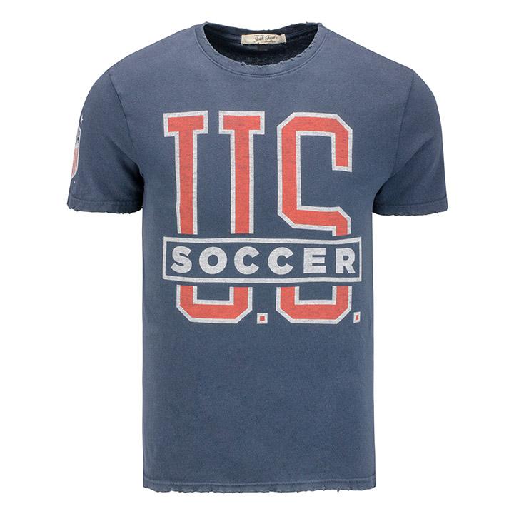 US Soccer Team USA Vintage Tee T-Shirt Navy Blue Red World Cup Logo Top