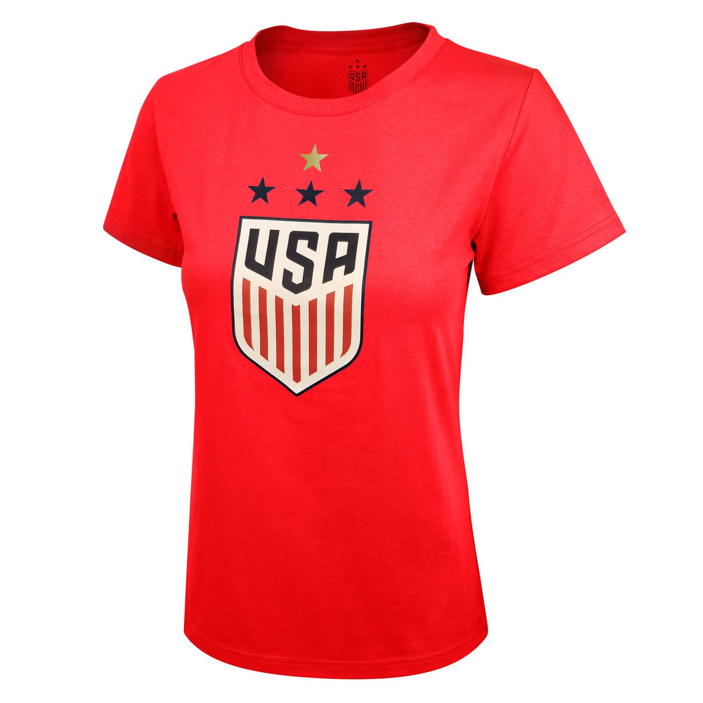 US Soccer USWNT Women World Cup 4 Star T Shirt Red